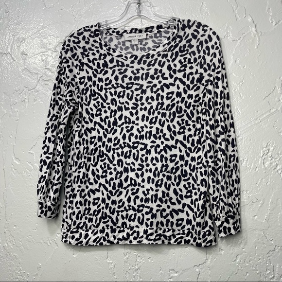 Amour Vert Pamela Leopard Print Tee Top Size S - Picture 2 of 7